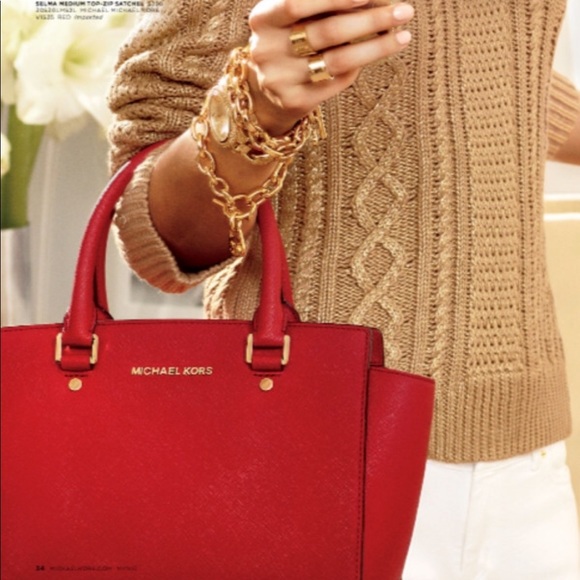 Michael Kors Red Selma satchel - Picture 7 of 8